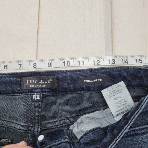 Judy Blue Best Day high rise straight fit leg jeans button fly raw hem boho - Picture 6 of 10